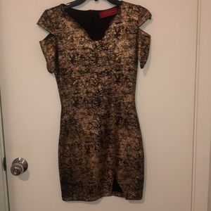 Gold metallic mini dress